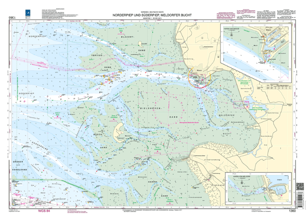 Duitse kaart 1360 - Norderpiep und Süderpiep, Meldorfer Bucht